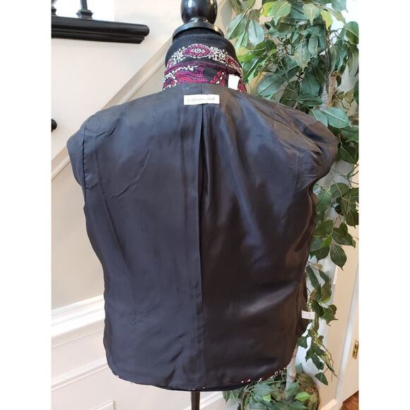 Coldwater Creek Women's Red & Black Cotton Long Sleeve Cropped Jacket Blazer 10 - Picture 12 of 15